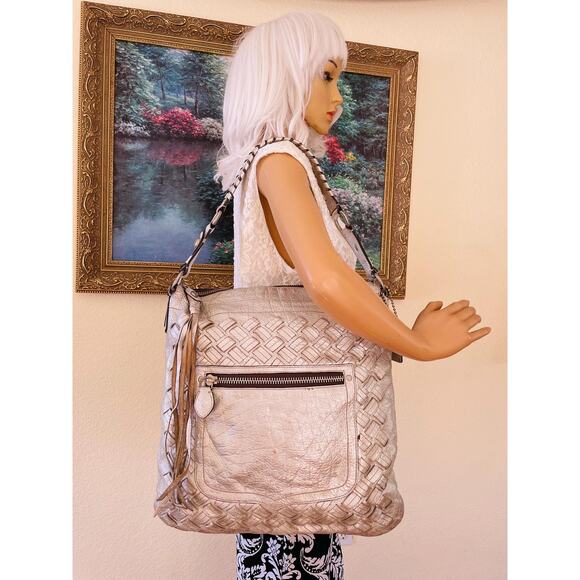 COACH THOMPSON Limited Edition JULIETTE 11980 silver Woven TravelTote bag - Picture 3 of 10